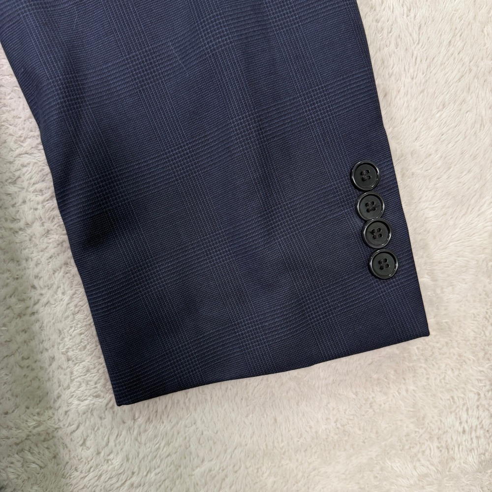 Jos A Bank Mens 44XL Tailored Fit Suit Signature Gold Navy Blue Wool Plaid 36x34 - Picture 3 of 16